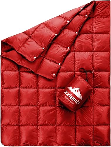 Miniatura 20 de zzlamb Manta de camping de plumón Puffy resistente al agua, manta de viaje de plumón portátil para exteriores, colcha ligera y cálida para sofá
