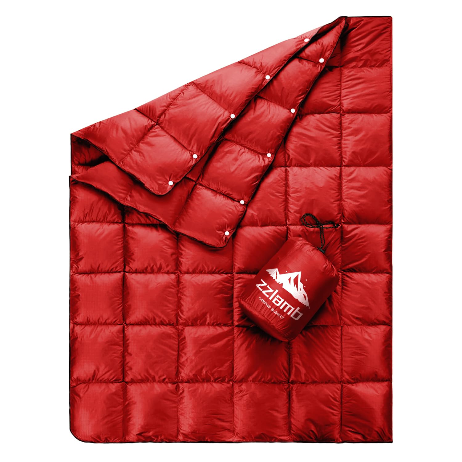 zzLamb Down Camping Puffy Blanket, Lightweight Warm Travel Quilt, Soft Outdoor Throw, Water-Repellent for Picnic Beach Backpacking, Lap Blanket for Couch Plane Car, 50x77in Red