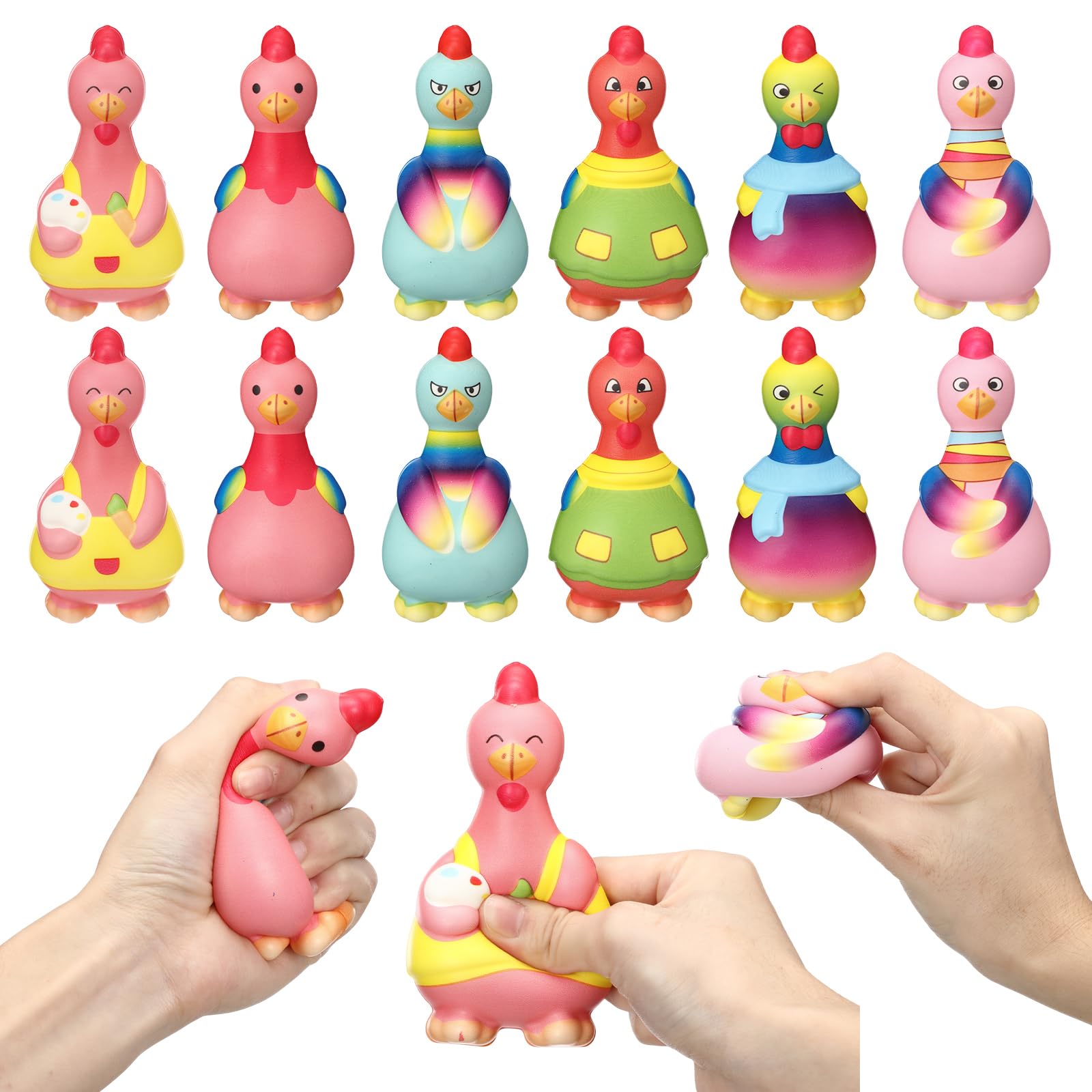 12 Pcs Thanksgiving Turkey Stress Balls Thanksgiving Party Favors Emotional Relief Squeeze Stretchy Fidget Sensory Toy Funny Animal Stress Ball for Fall Party Supplies Goodie Bag Stuffers