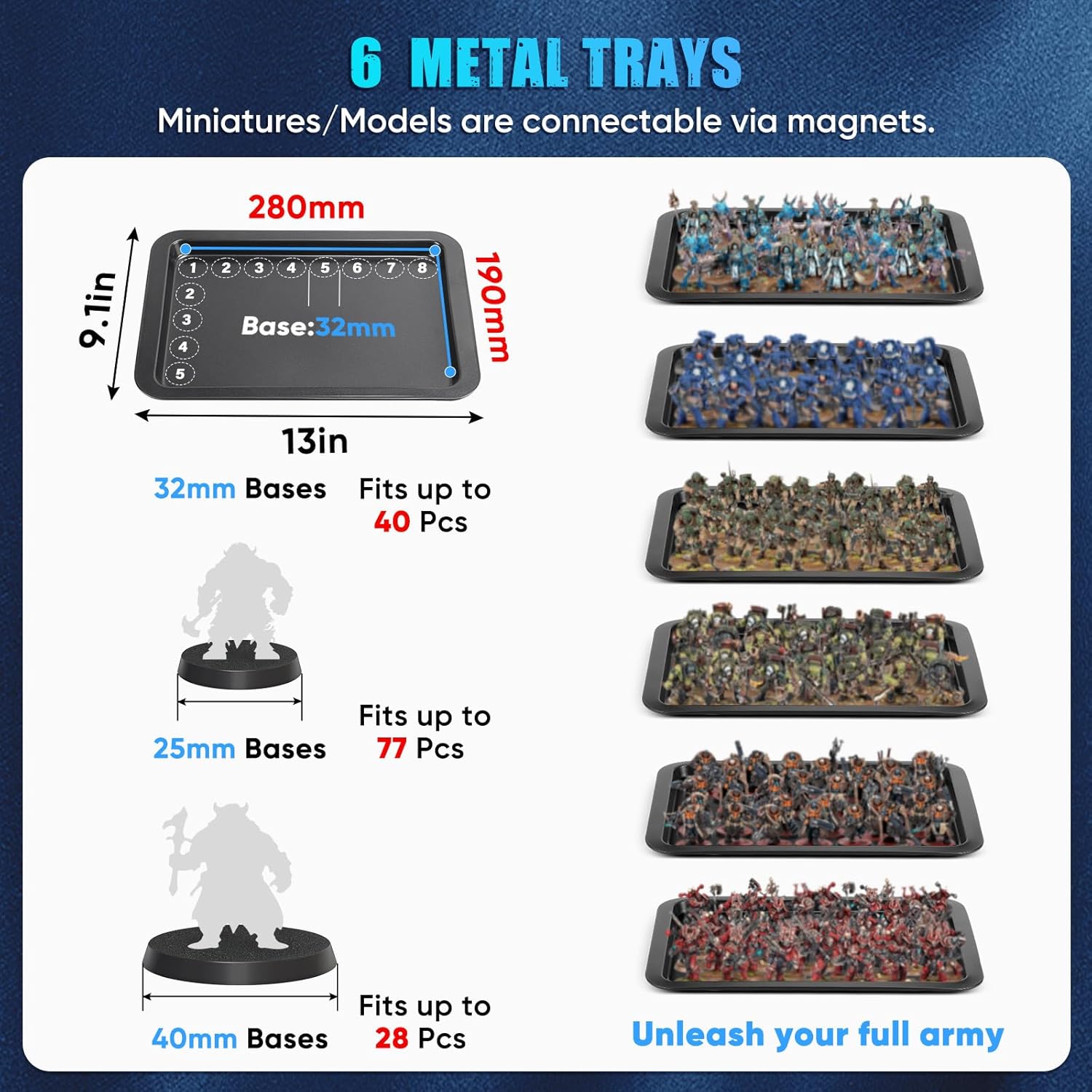 ONULISS Miniature Storage Case Miniatures Transport Case Aluminum Alloy Frame with Shoulder Strap 6 Trays (the Shadow Vault)