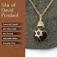 Vista 52 de Collar de estrella de David para mujeres y hombres, collar de estrella judía relleno de oro de 14 quilates, collar de Israel Aurora Borealis