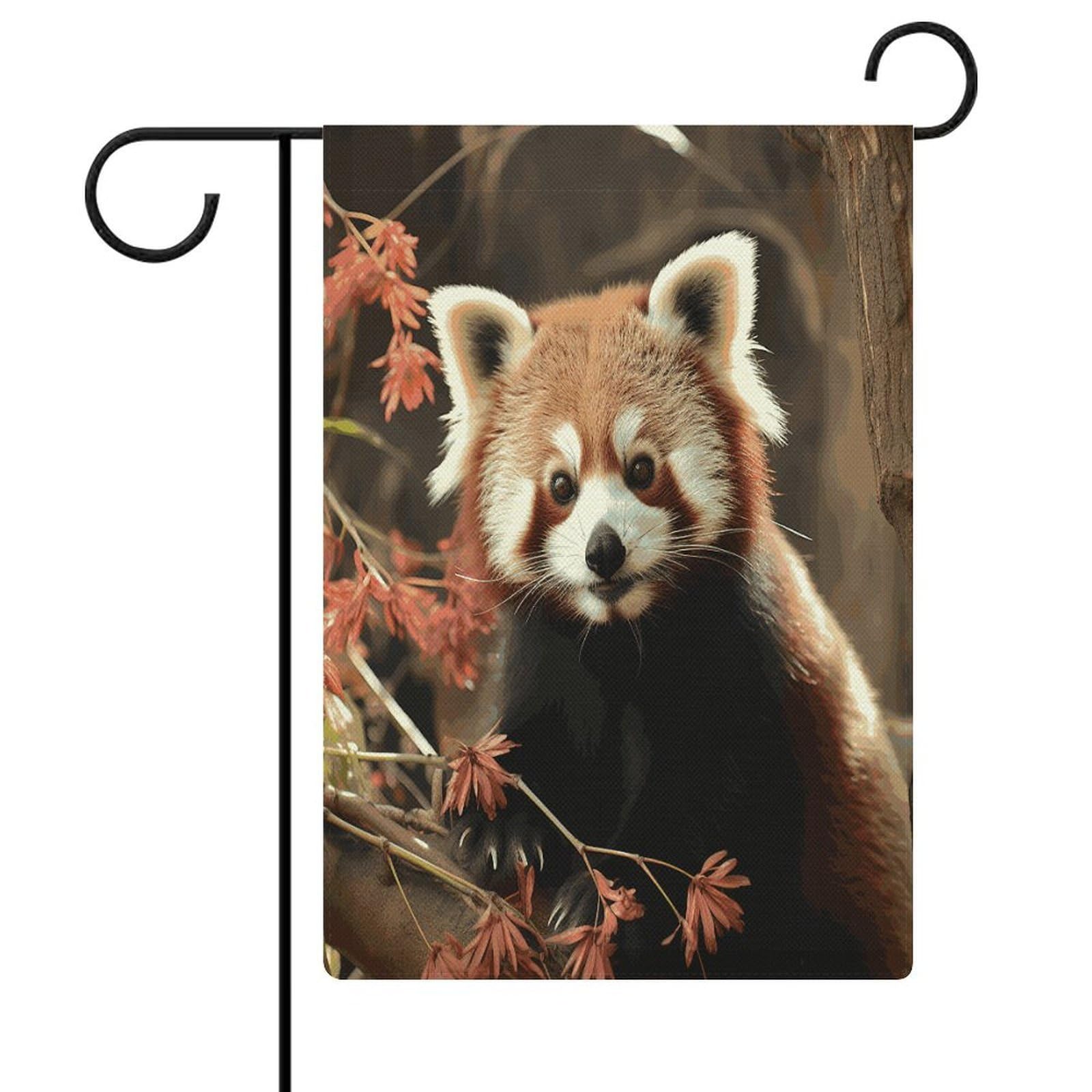 Bandera de jardín pequeña de panda rojo para decorar terrazas y patios