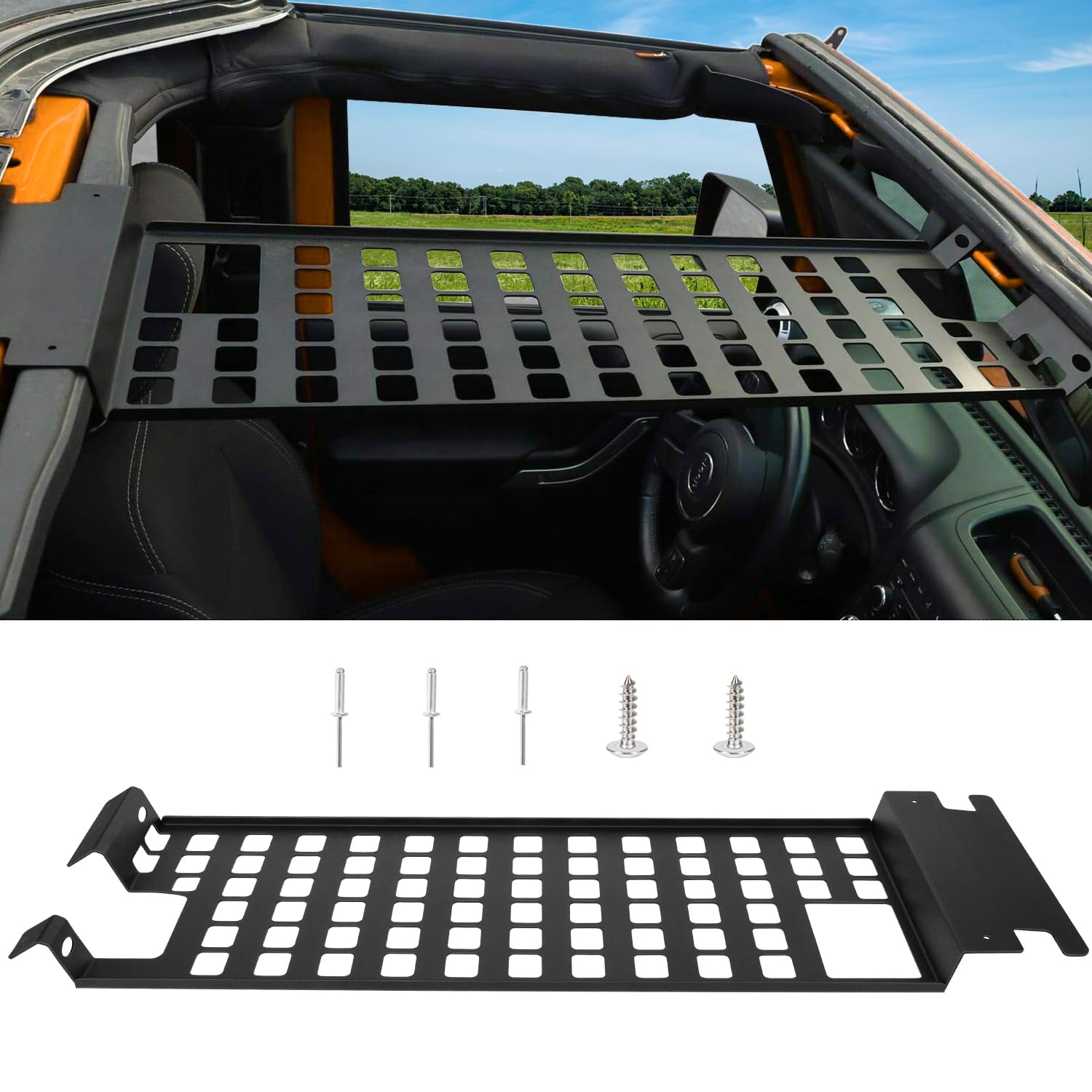 for Jeep Jk Roof Rack Cargo Hard Top Molle Panel for Jeep Wrangler JK 2007-2018 Luggage Storage Carrier Metal Shelf Exterior Accessories