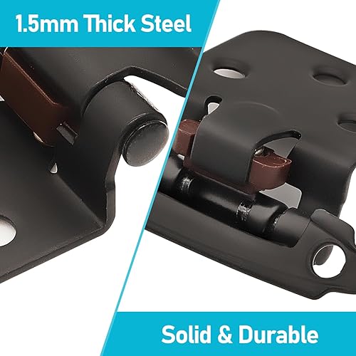 Miniatura 4 de Paquete de 24 12 pares de bisagras semiocultas para gabinete, color negro, bisagras superpuestas para gabinete de cocina de 12 pulgada, bisagras de