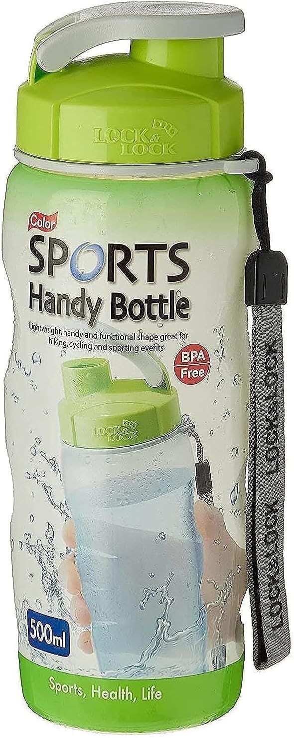 500ml Color Sports Handy Bottle - Green, Collapsible, Lightweight, with Wrist Strap and Quick-Access Top