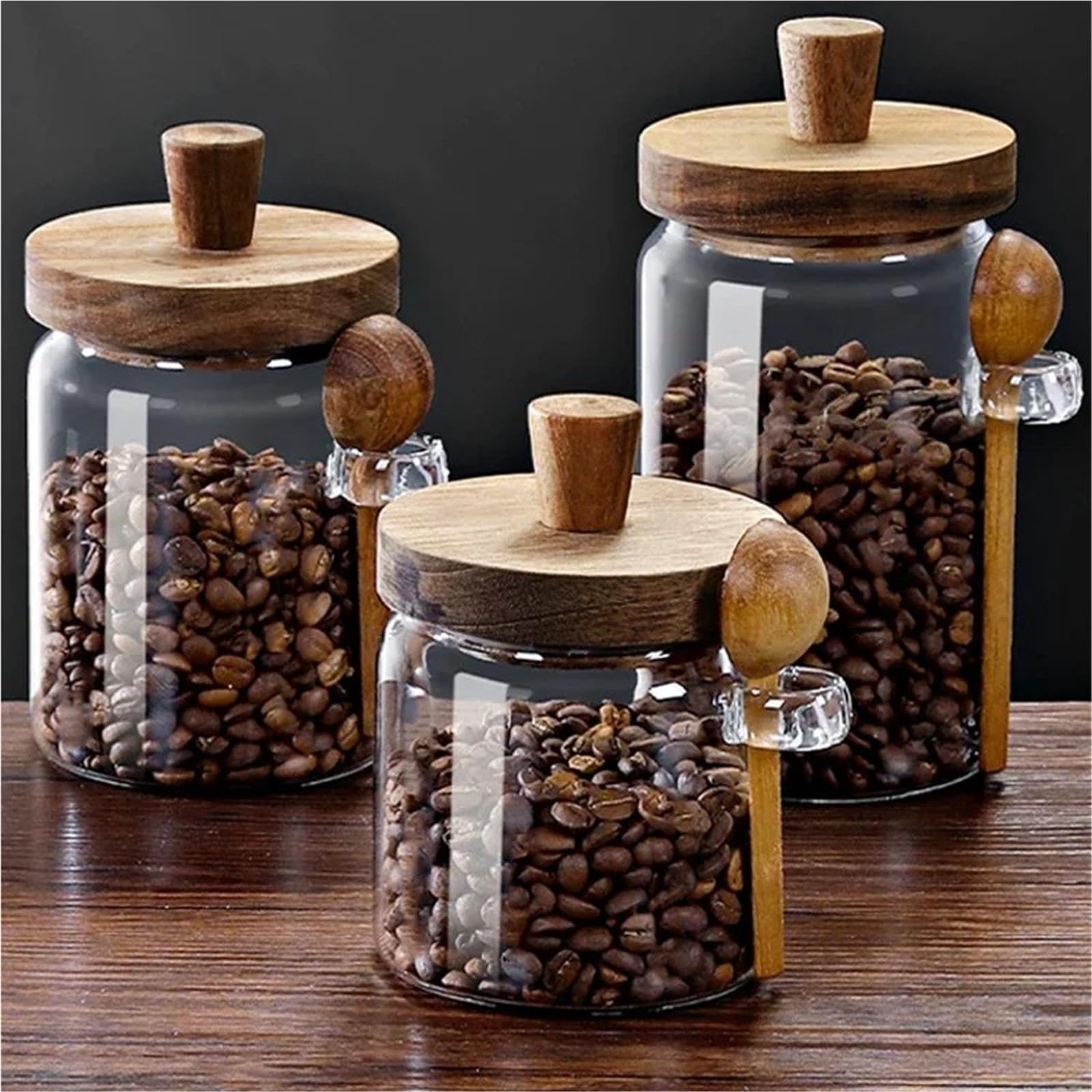 2 Stück Kaffeebohnen-Vorratsglas Mit Glasdichtung Und Löffel, Trockenobst, Küchenorganisatoren FüR TrockenfrüChte(9x15cm-900ml)