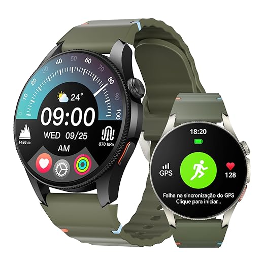 Relógio inteligente Aurafit Smartwatch Masculino Feminino, Atender/Fazer Chamada Altímetro/Barômetro/Bússola, à Prova D'água 3 ATM, GPS, Mais de 150 Modos Esportivos, Compatível Com IOS e Android