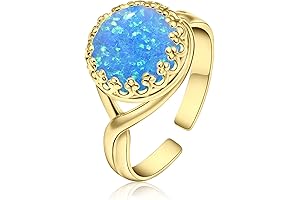 14k Gold Plated Over 925 Sterling Silver Blue Opal Ring, a Classic Handmade Jewelry Gift