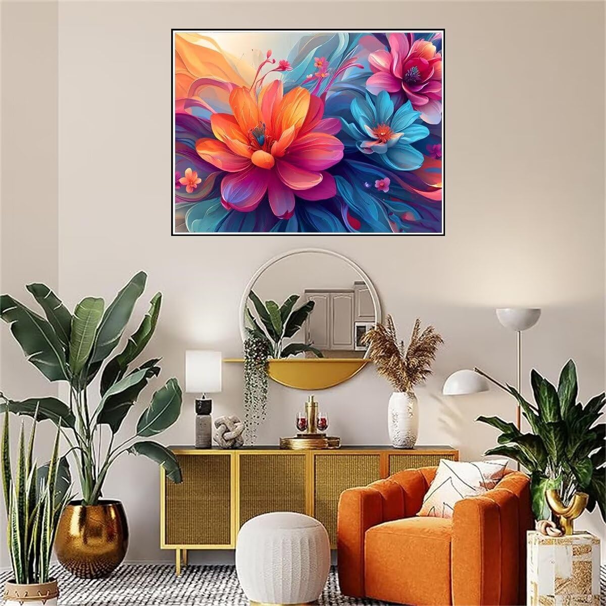 Dipingere con i Numeri Fiore colorato Quadri da Dipingere Numerati, Paint by Numbers Adulti, Colorare con i Numeri Kit Pittura Bambini con Pennelli Pigmento Acrilico Disegno Pittura 100X150cm s-741