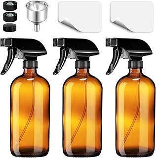 Sponsored Ad - FLORL OCEAN 3 Pack Glass Spray Bottles 16 oz, Trigger Empty Spray Bottles Refillable with Funnel, Bottle ca...