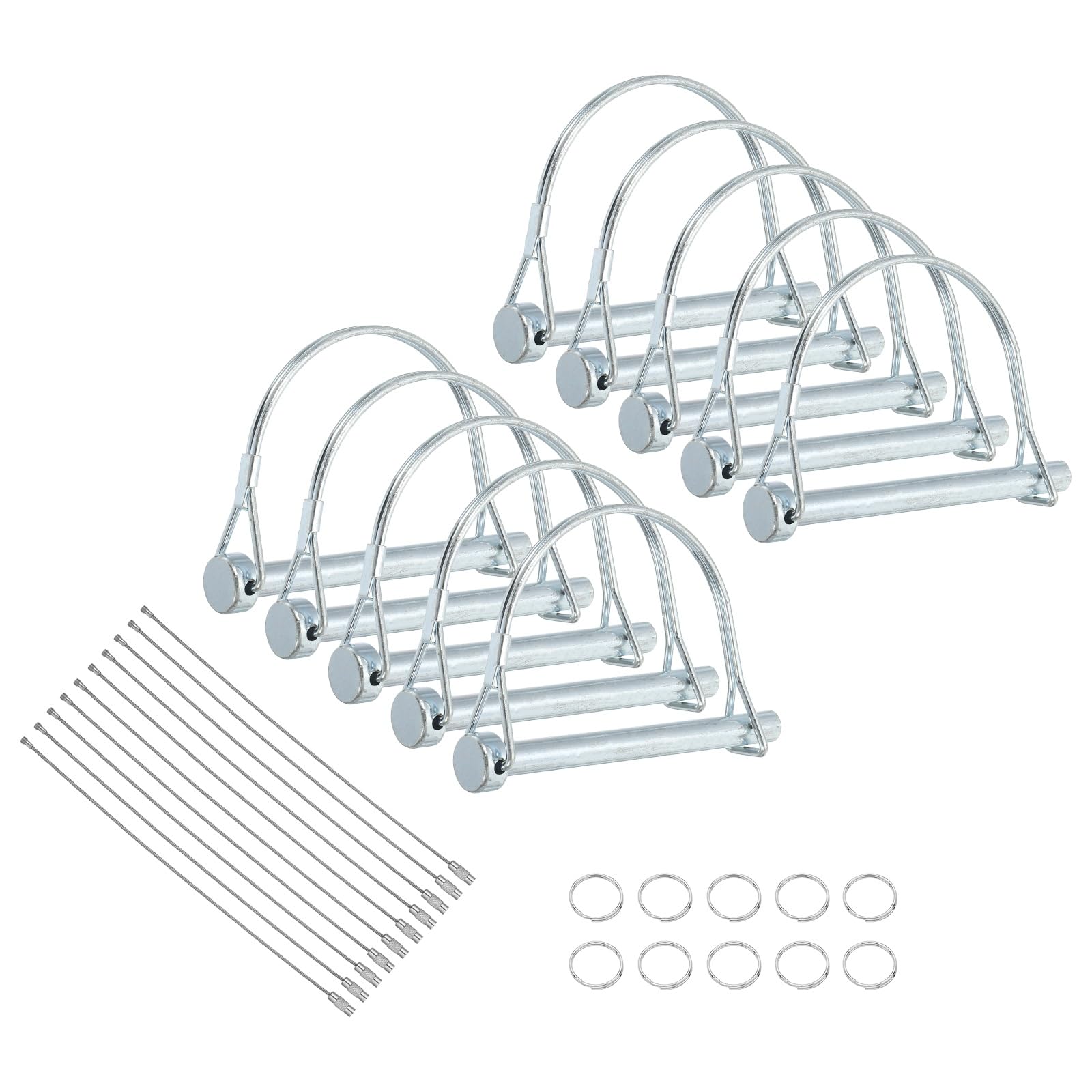sourcing map 10Pcs Trailer Coupler Pin, 5/16" x 4-3/16" Trailer Hitch Locking Pin with Steel Quick Release Ring, Wire Shaft Locking Accessories for Farm Lawn Garden Wagons Towing