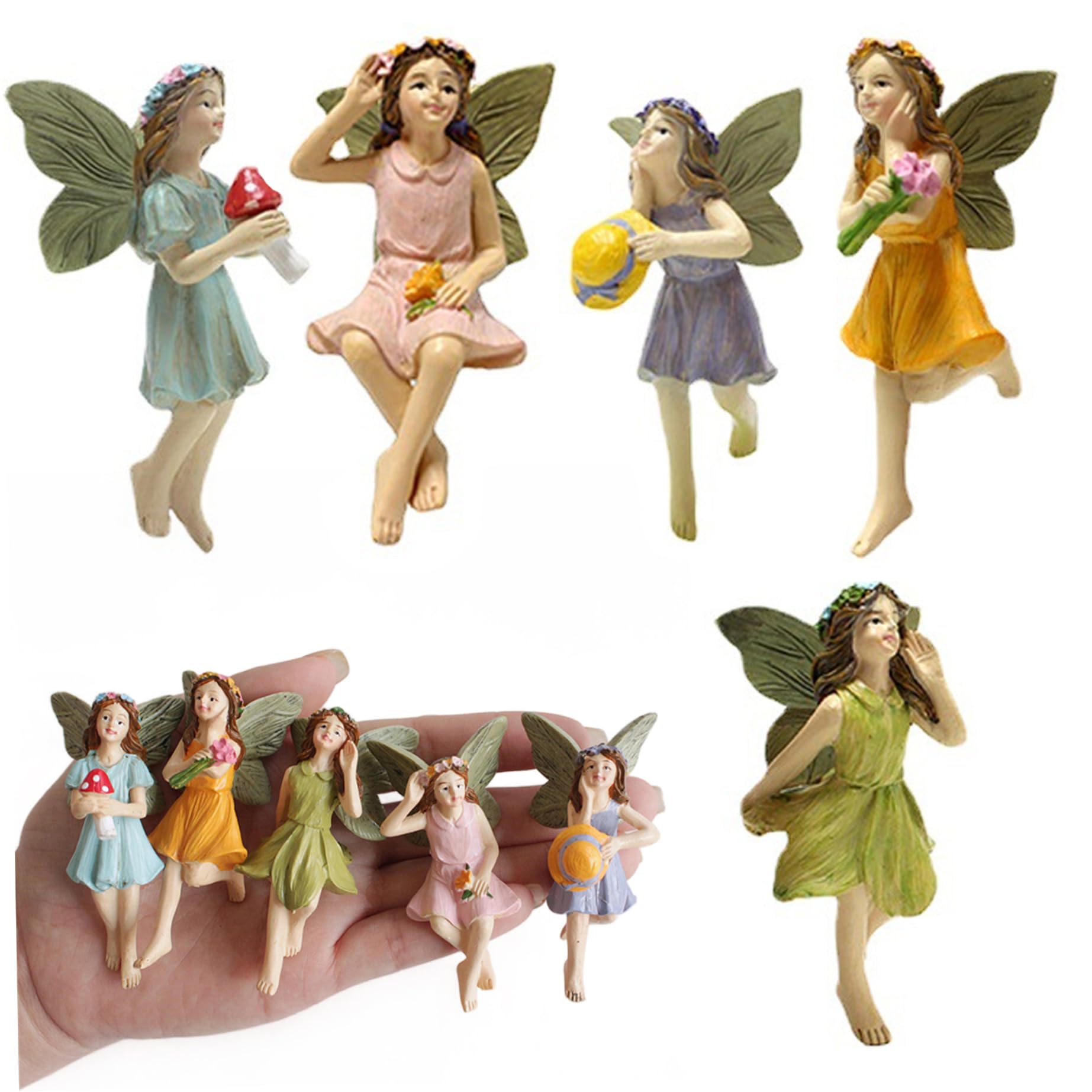 1 Set Mini Fairy Figurines, Resin Miniature Fairy Garden Figurines Angel for Miniature Garden Lawn Accessories Micro Landscape Potted Decoration