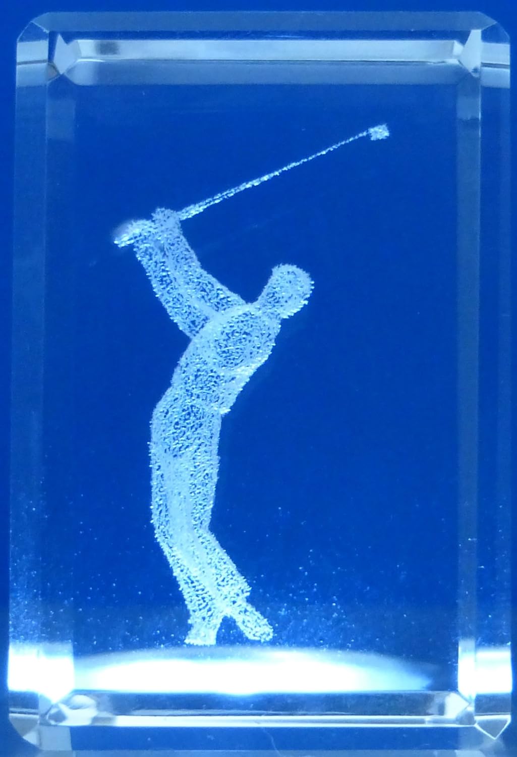 3D Laser Etch Glass Crystal Golfer 1 1/4 Inch x 1/2 Inch x