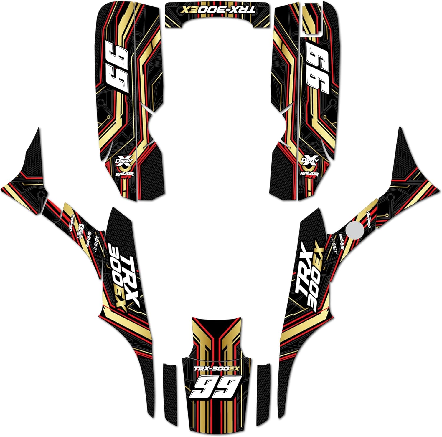 Graphics Kit for Honda TRX 300EX (1993-2006) Electron Series Magenta 21 Mil - Pro Edition - ATV UTV Dirt Bike Stickers, Quad Dirtbike Racing Decal Automotive Accessories no-Plastics