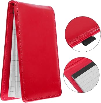 PACKOVE Memo Book Notepad Holder Pocket Notebook with 50 Sheet Pads, Pu Cover and Paper Refills, Easy to Carry for Work and Meetings, Office Supplies