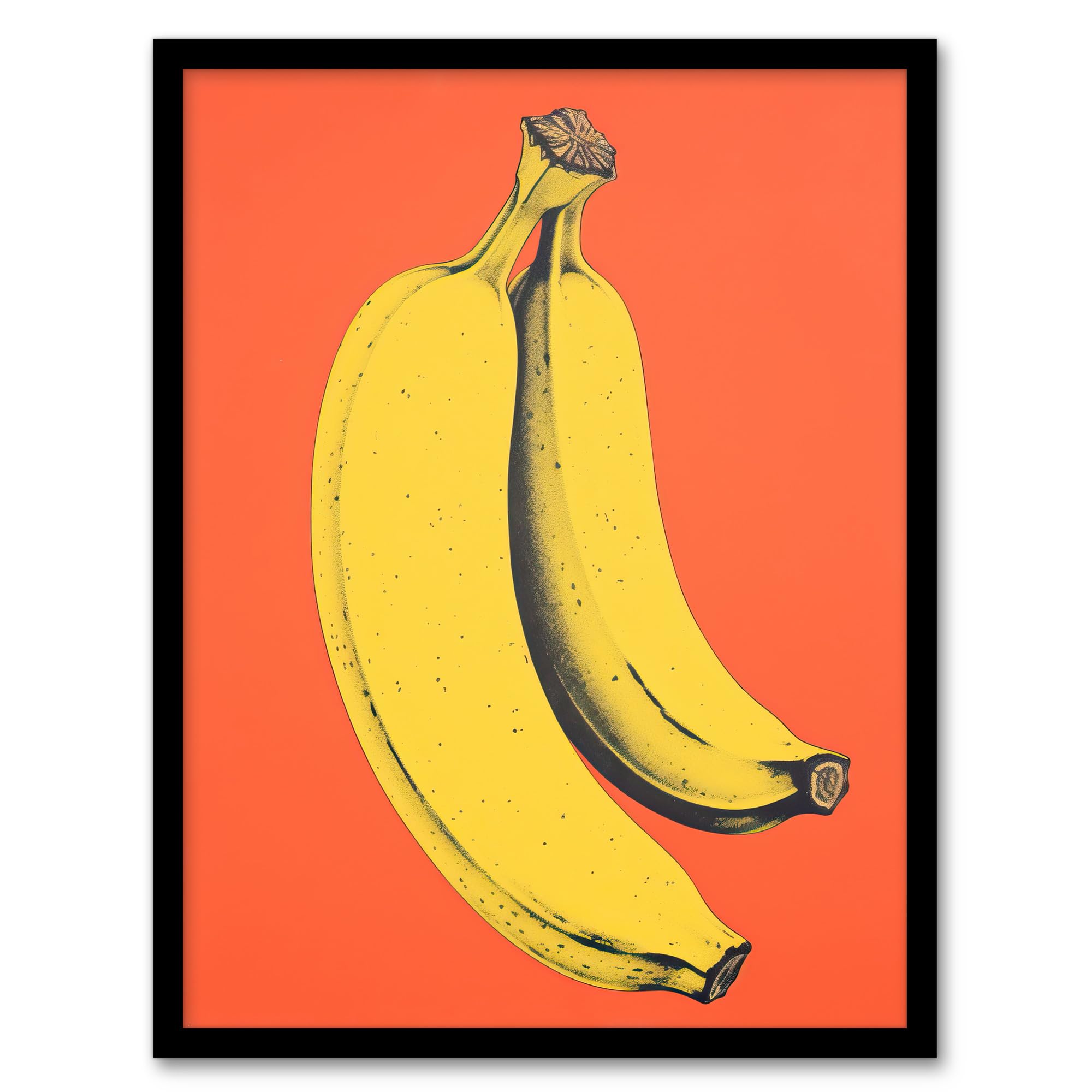 Wee Blue Coo Banana Orange Kitchen Painting Vibrant Yellow on Orange Flat Bold Colour Artwork Framed Wall Art Print A4