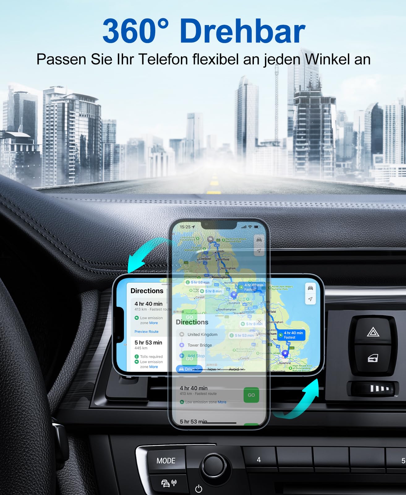 Beeasy 15W Fast Wireless Charger Auto - Handyhalterung Auto Mit Ladefunktion - Automatischer Induktives Qi Ladestation Kfz - Handy Halterung Auto Ladegerät Lüftung für iPhone Samsung Huawei LG usw