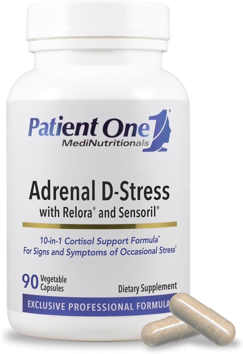 Patient One Adrenal D-Stress | Supplement to Support Healthy Stress Response and Cortisol Levels* | with DHEA, Ashwagandha and More | 90 Capsules