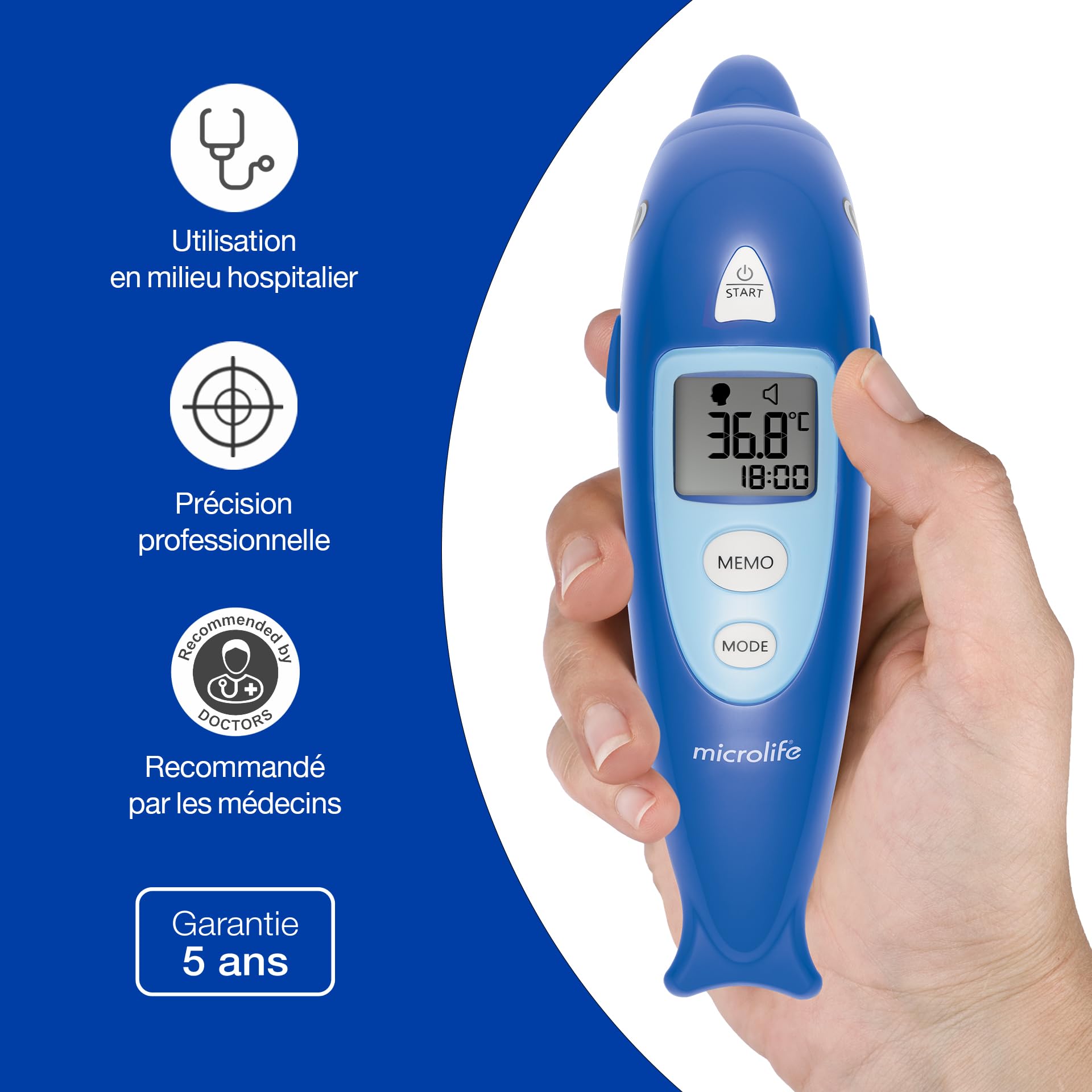 Microlife - Termometro Frontale Senza Contatto NC 400 - Validato Clinicamente, Guida Luminosa, 3 Modalità (Corpo/Oggetto/Ambiente), Design per Bambini, Alta Precisione, Garanzia 5 Anni