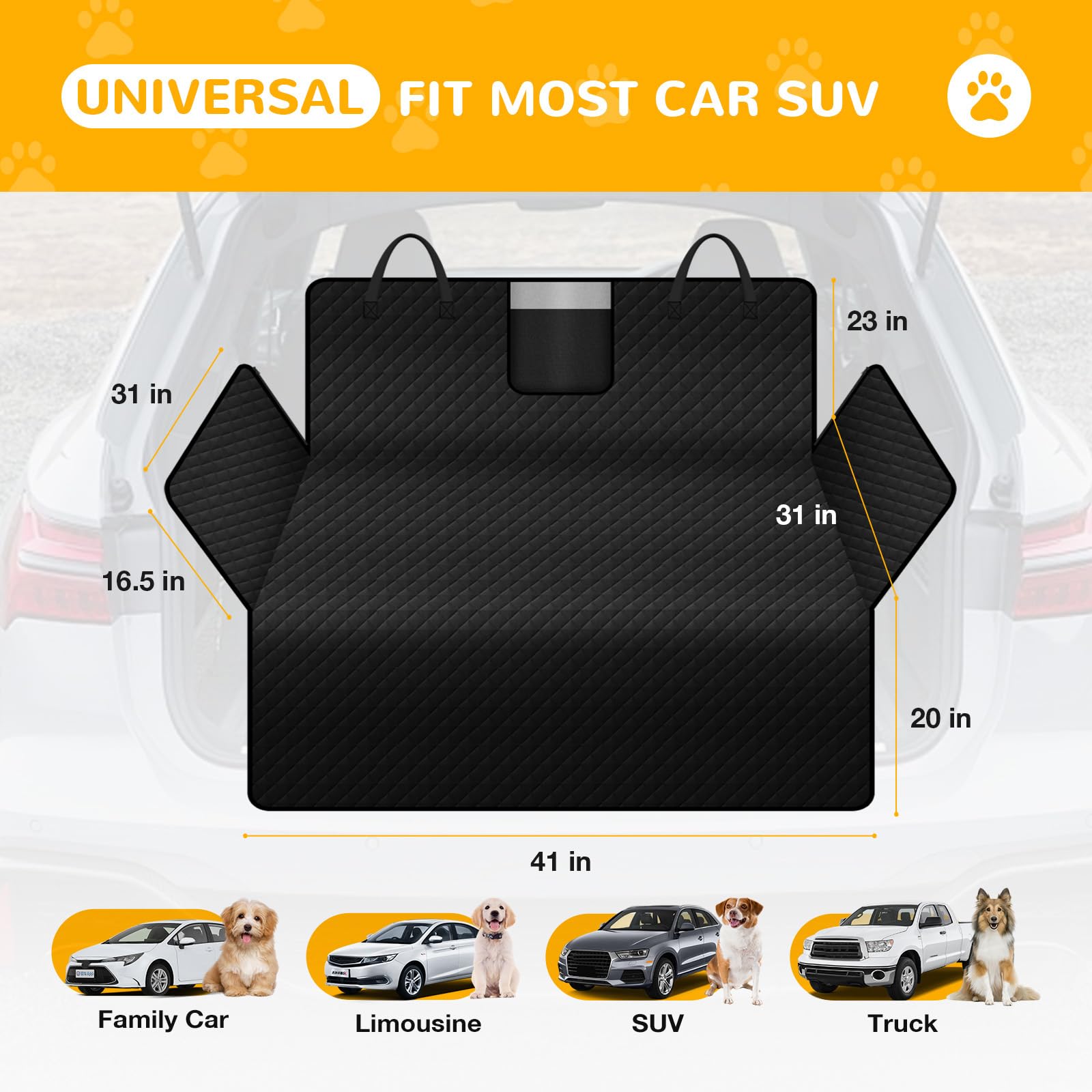 Lekespring Telo Auto per Cani con Protezione Laterale - Impermeabile Antiscivolo Telo Bagagliaio Auto per Cani, Copertura Universale per Bagagliaio Auto, SUV,e Station Wagon, Lavabile in Lavatrice