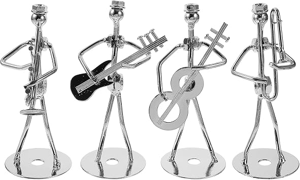 HEALLILY Music Figurine Iron Art Sculpture 4.52X2.16X2.16 Inch Creative Musician Decoration for Home Office Desk Living Room Bar Cafe