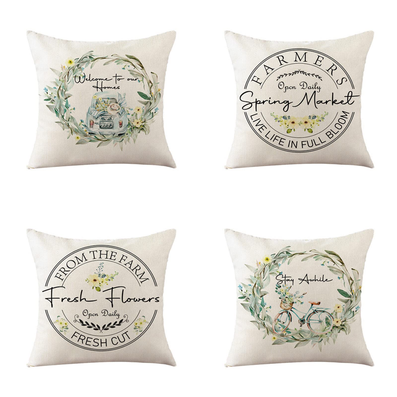 Housse de coussin 65x65cm fleur jaune pour décoration salon et jardin