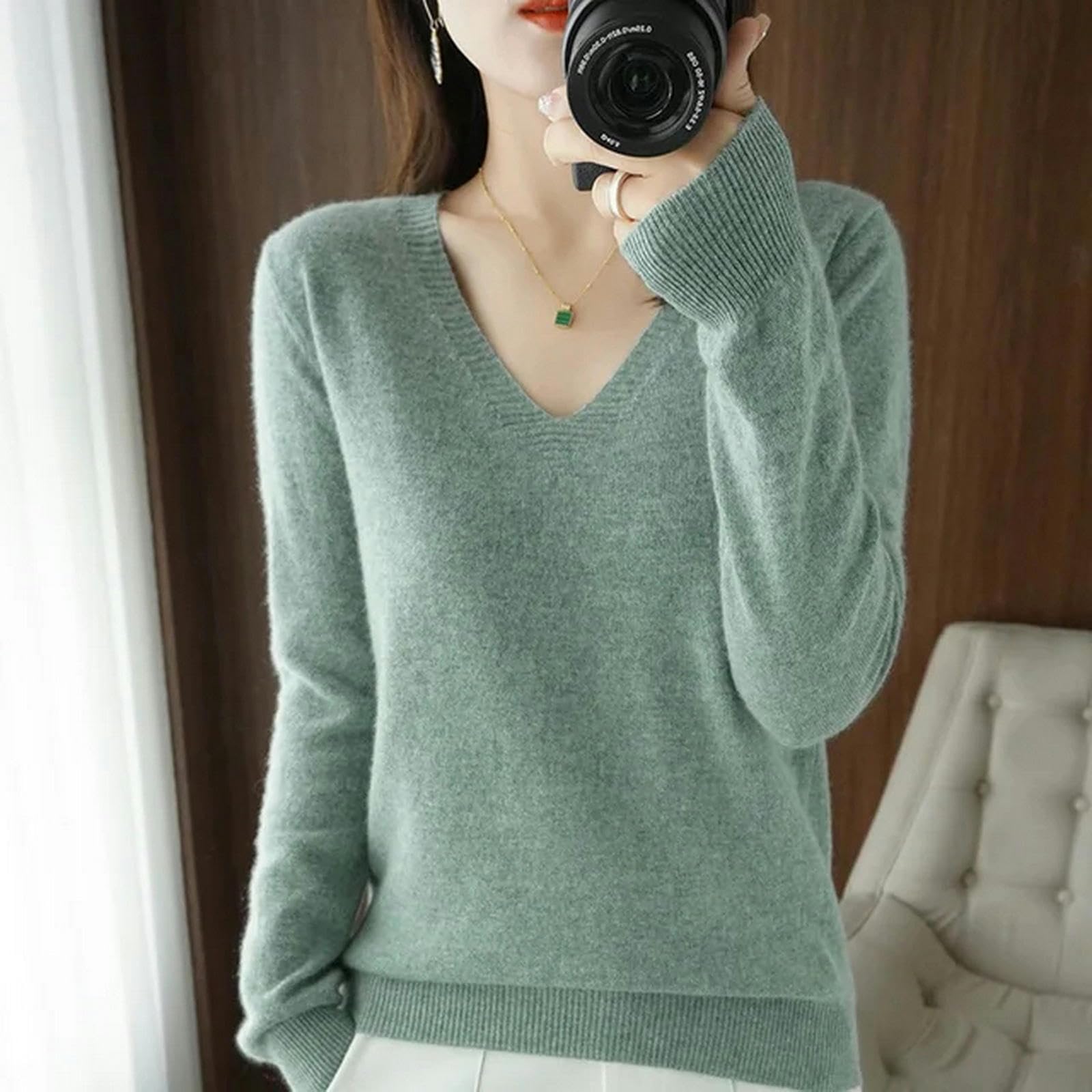 Sweter dla kobiet swetry damskie dekolt w serek solidne swetry swetry wiosna jesień damski sweter zima ciepła dzianina dół koszula