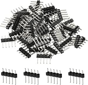 sourcing map Straight Pin Header DIP Single Row 5 Pin 2.54mm Pitch Gold ...