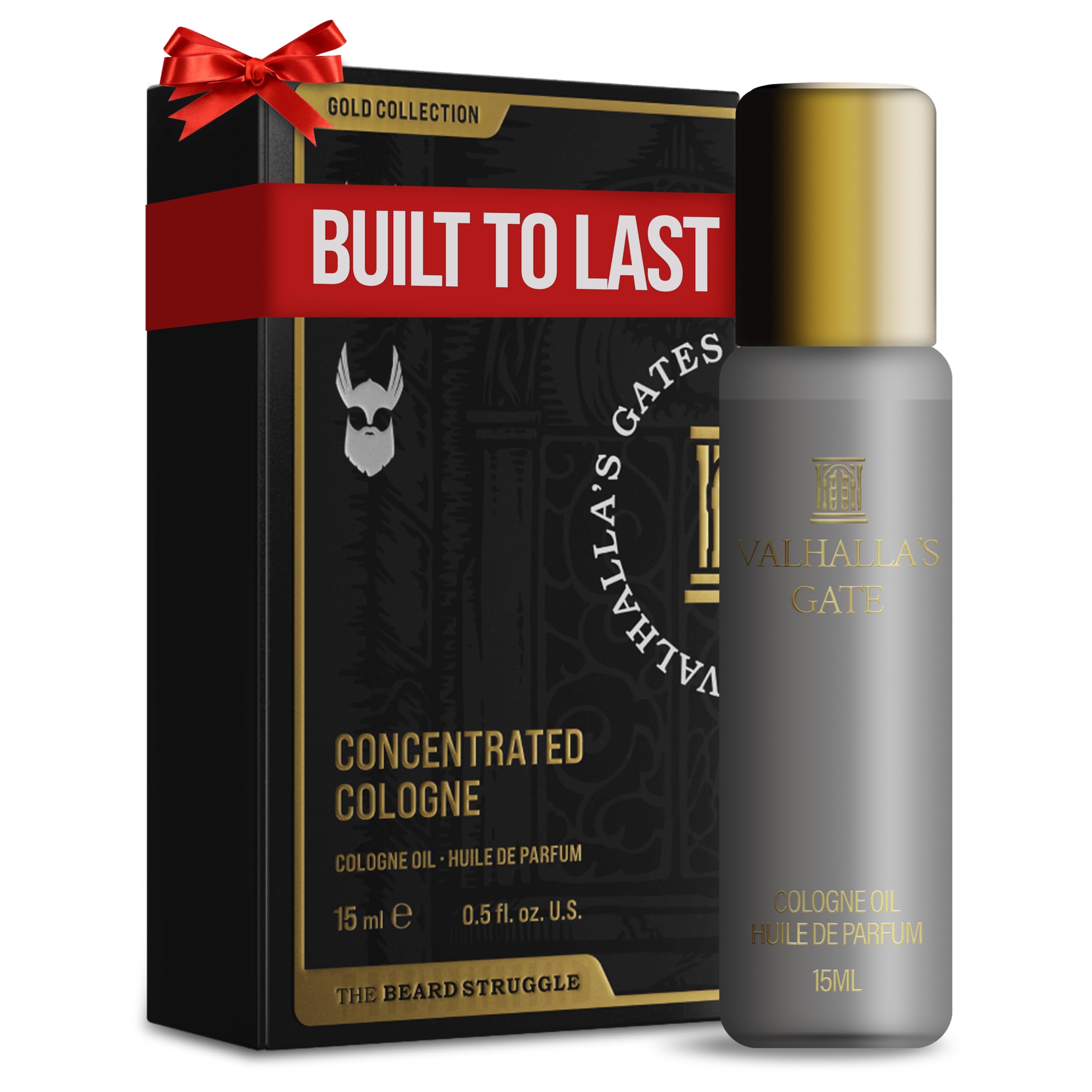 Concentrated Cologne for Men by Beard Struggle - 6x More Longer Than Traditional Colognes - Gold Collection - Valhalla's Gates - Mens Cologne, 15 mL / 0.5 US. fl. oz. Glass Roller Bottle