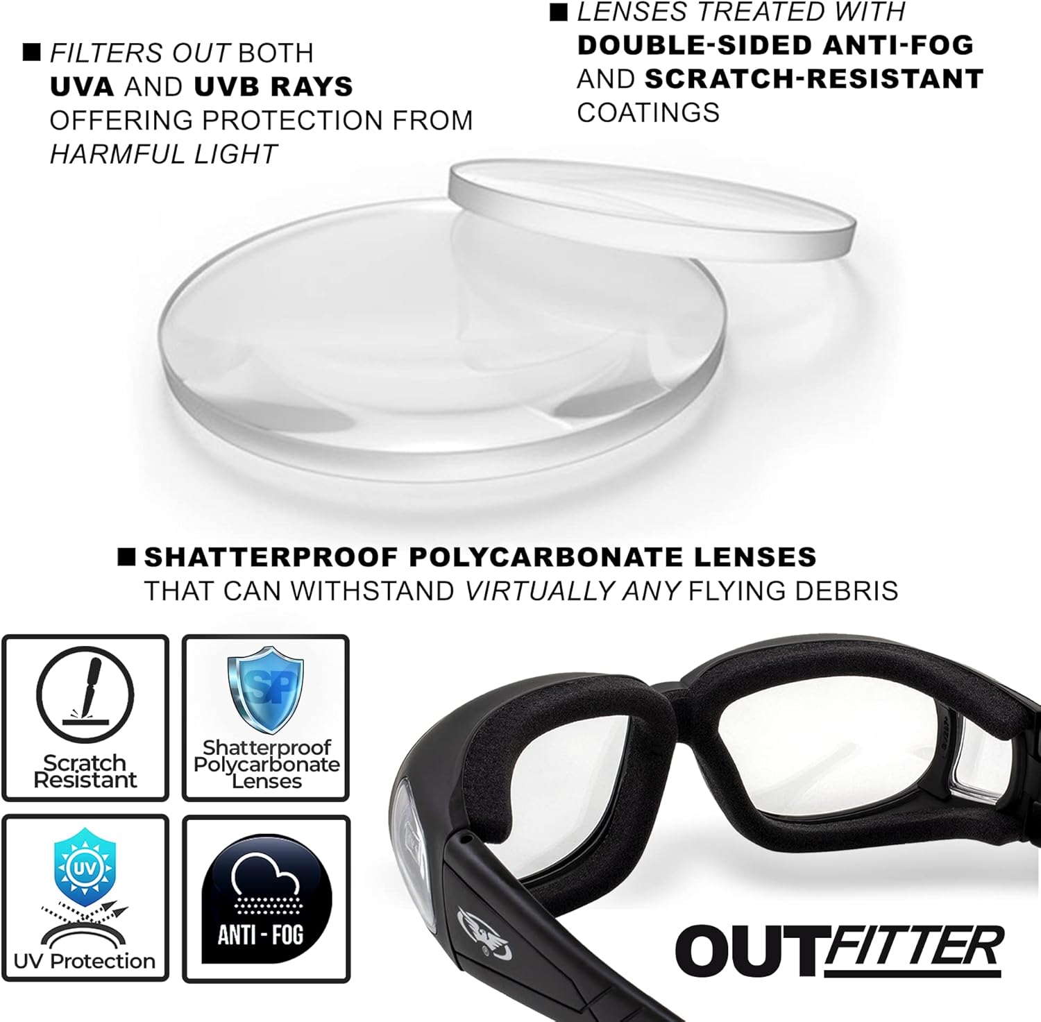 Global Vision Outfitter Padded Motorcycle Fit-Over Glasses