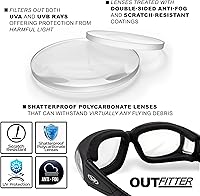 Vista 4 de Global Vision Outfitter Gafas acolchadas para motocicleta de ajuste envolvente