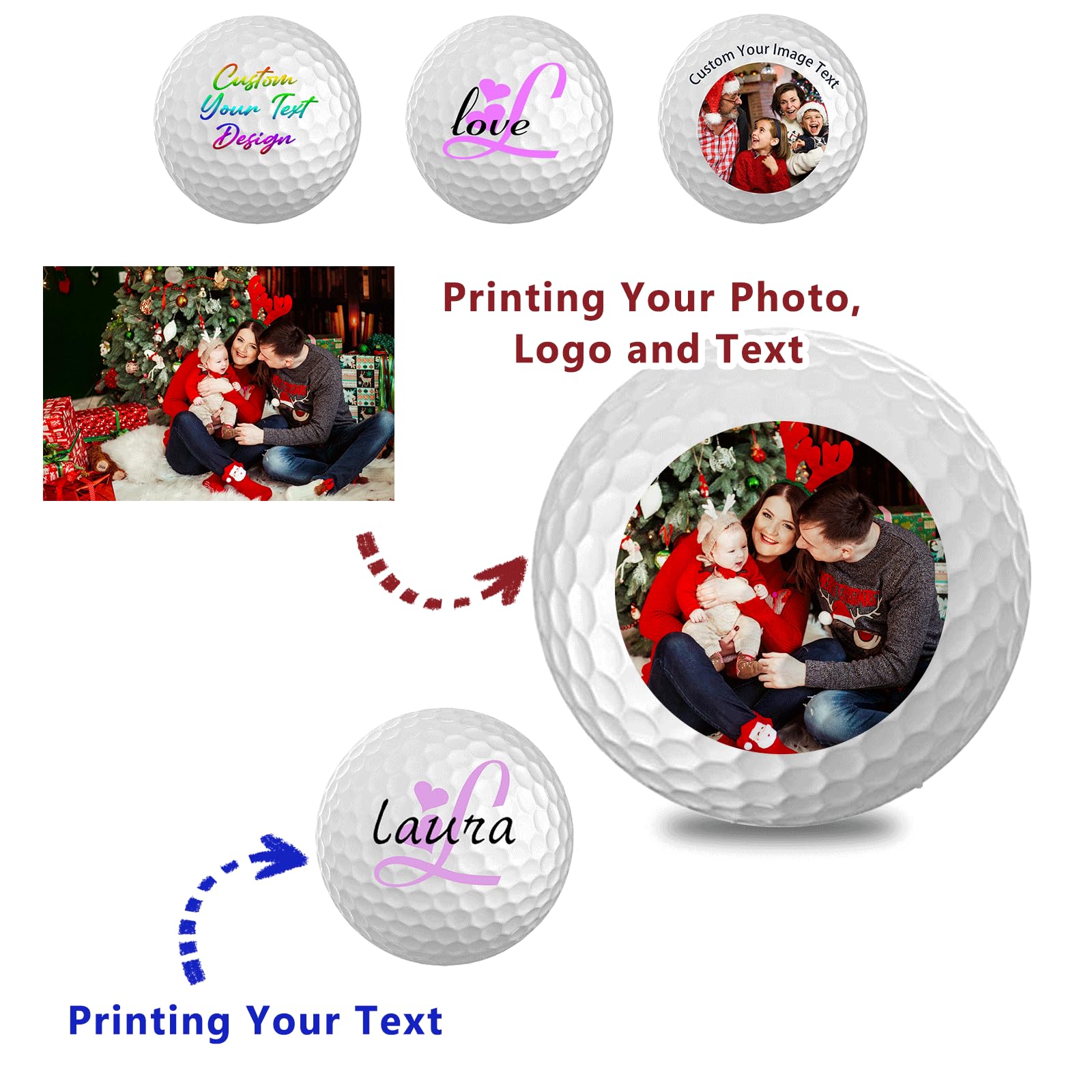 ShAxzHen Custom Golf Balls Personalized Golf Ball with Photo Logo Name for Men Women Customized Text