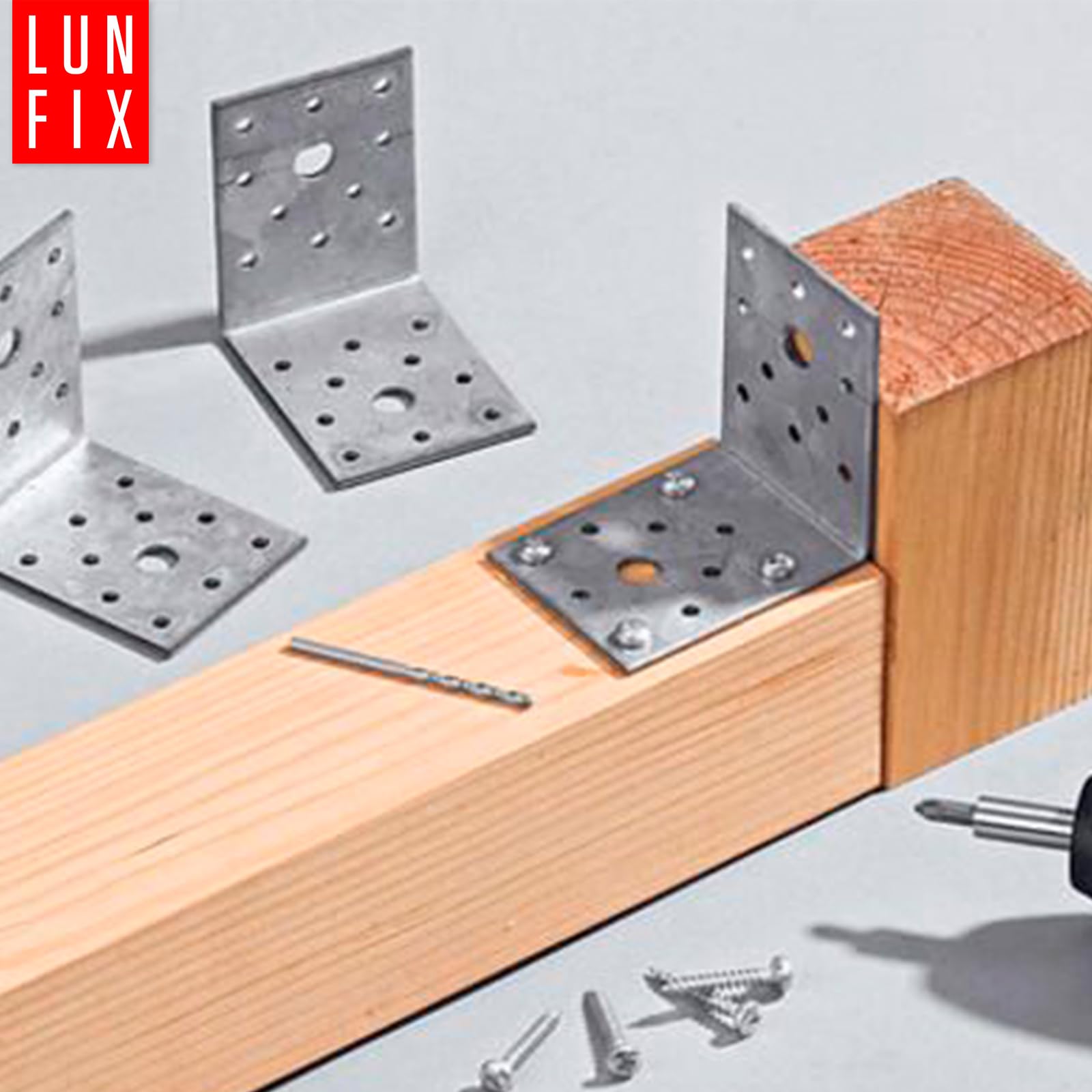 Set di 50 connettori angolari 50 x 50 x 40 mm – angolo piastra forata zincato 2 mm spessore materiale pesante connettori in legno per mobili e costruzioni