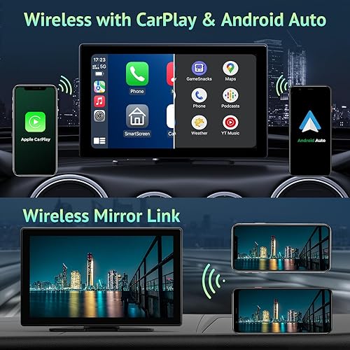 Miniatura 2 de Actualización 2024 Apple Carplay inalámbrico y Android Auto con cámara de tablero de 2.5K, cámara de respaldo 1080P, pantalla portátil HD IPS de 9