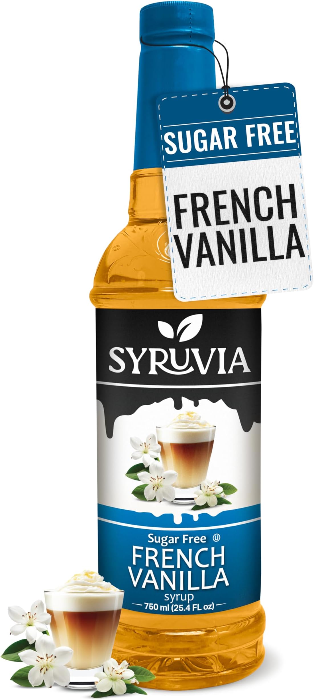 Sugar-Free French Vanilla Syrup - 25.4 fl oz. Premium Coffee Flavoring Syrup. 0 Calories, Kosher, and Gluten-Free. Perfect for Drinks, Sodas, Shakes, Desserts, and More.