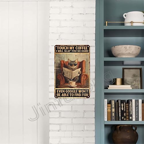 Miniatura 7 de Cartel de arte divertido de gato Touch My Coffee, decoración de barra de café, regalo para oficina, hogar, aula, baño, decoración de 8 x 12