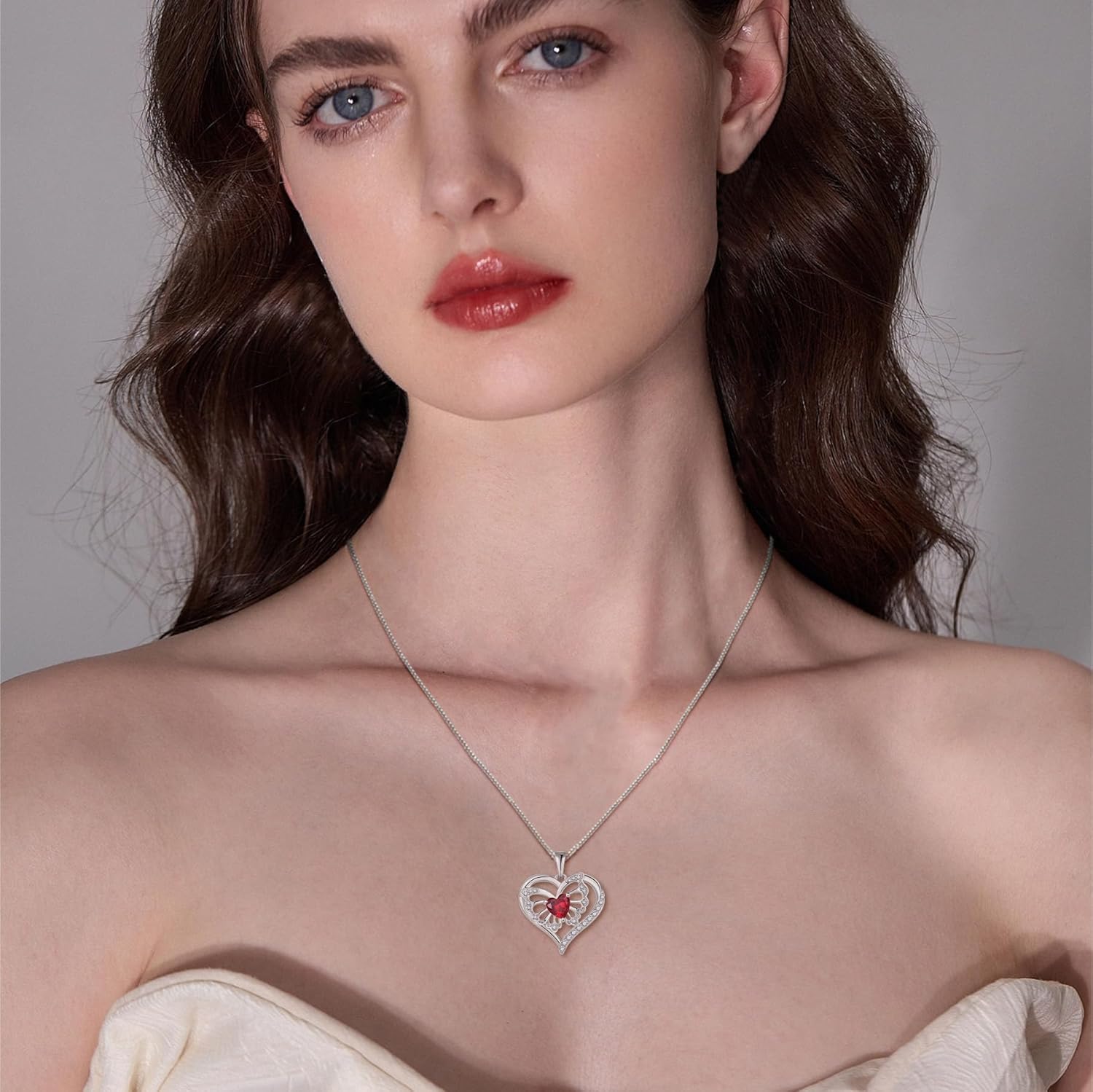 Butterfly Necklace for Women 925 Sterling Silver Love Heart Necklace Birthstone Pendant Jewelry Gifts for Women Her Mom Wife - Image 2
