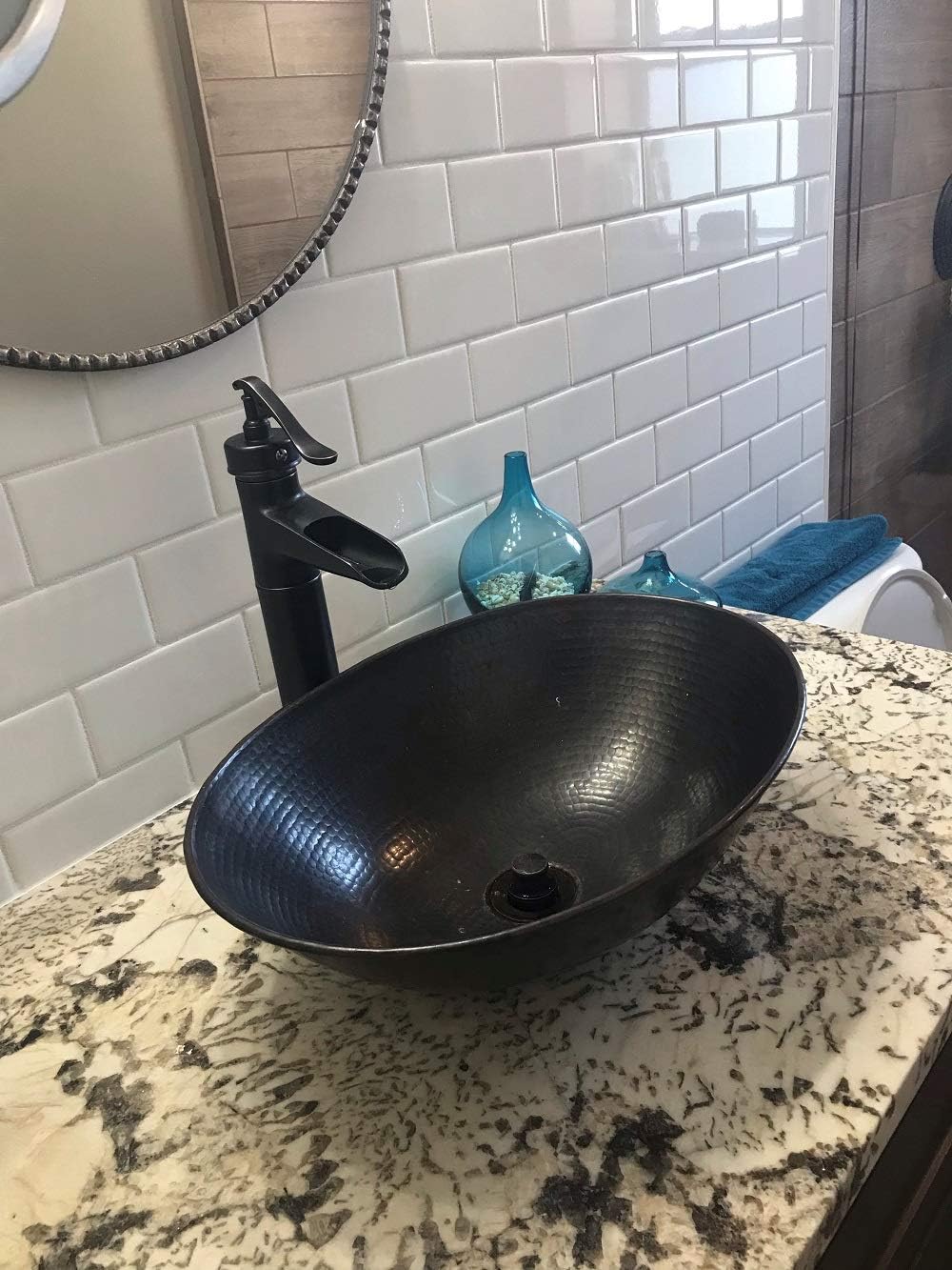 Simply Copper 17" Oval Vessel Copper Bathroom Sink with a Daisy Drain