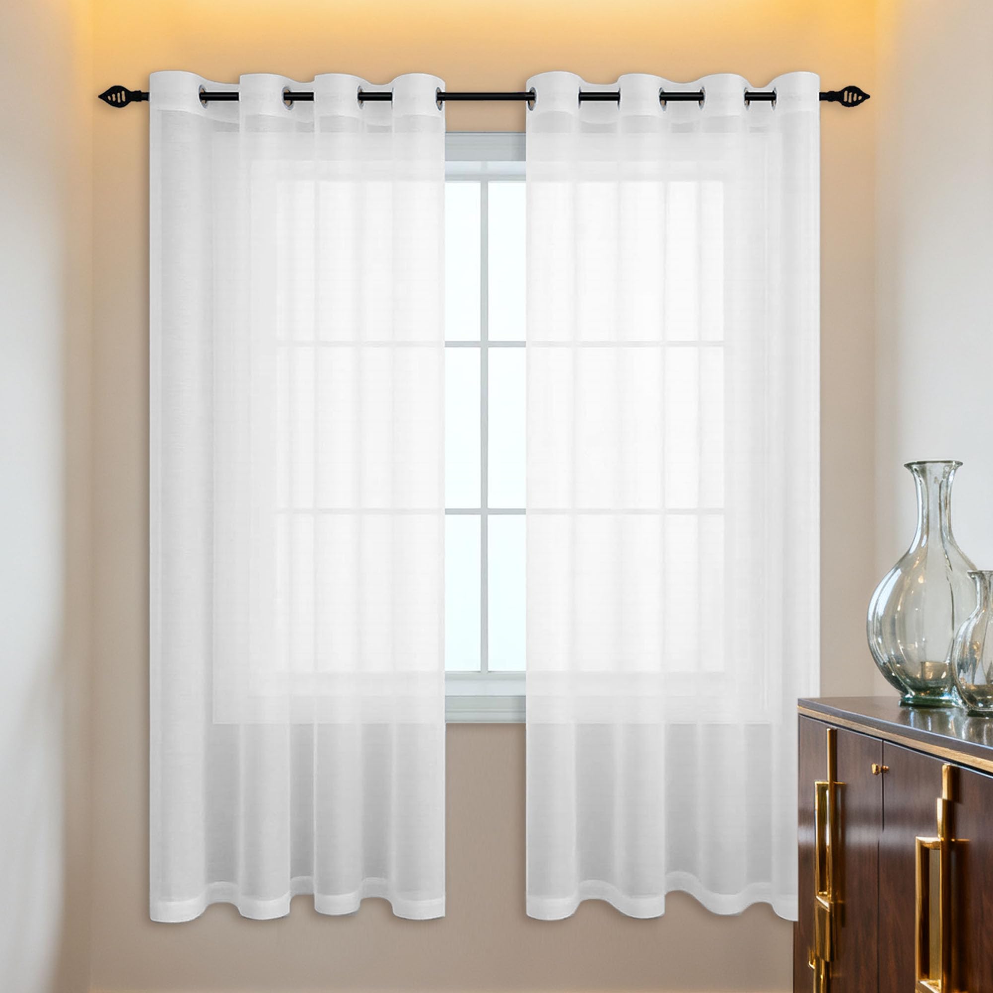 Rideaux voilages oeillet 230 x 230 cm blanc transparent anti-chaleur