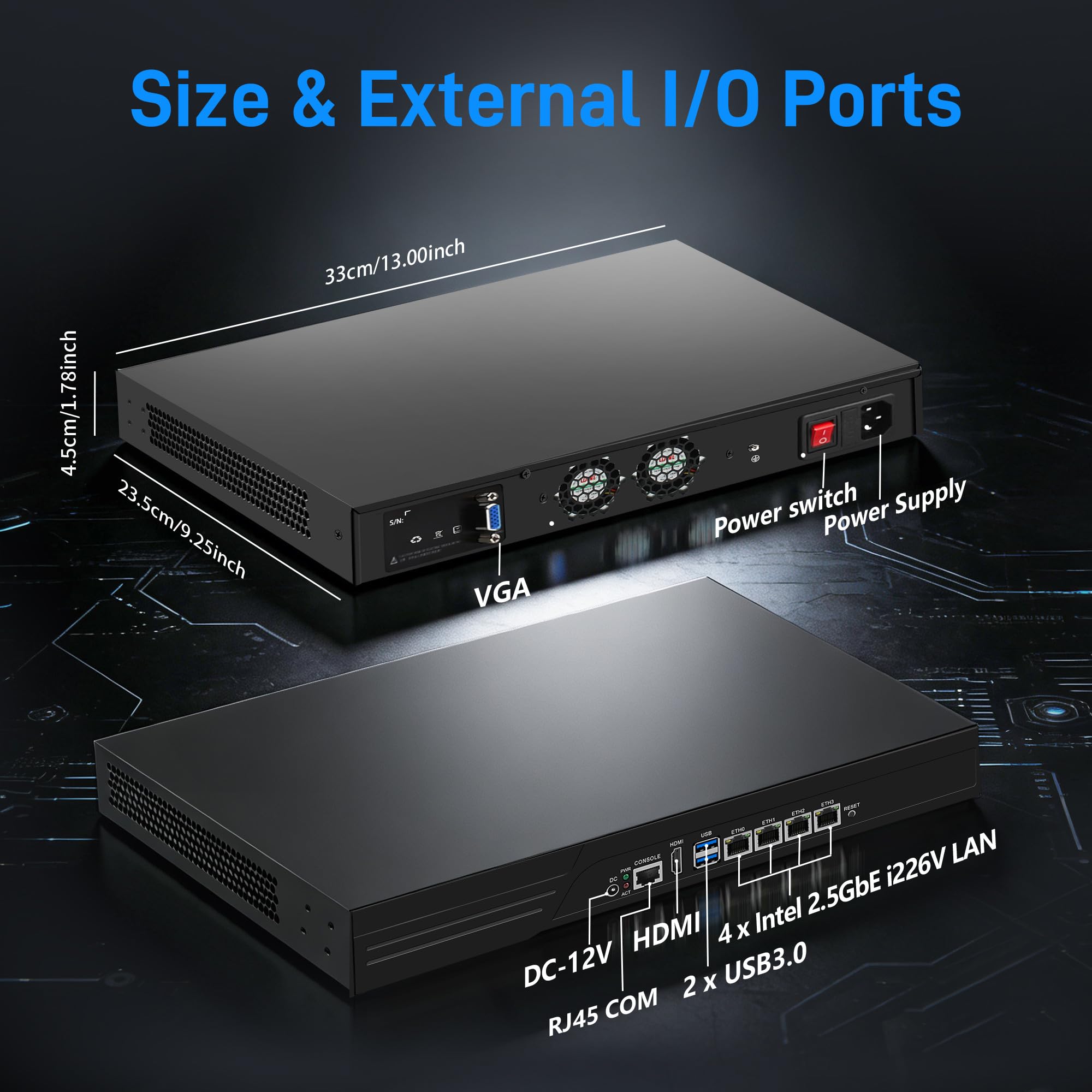 CWWK 1U Firewall Appliance, Rackmount Router Hardware, 4 x 2.5GbE i226-V, N3160 13" Rack PC, 8GB RAM 64GB mSATA SSD, Compatible with OPNsense, Homelab Network Server, AES-NI