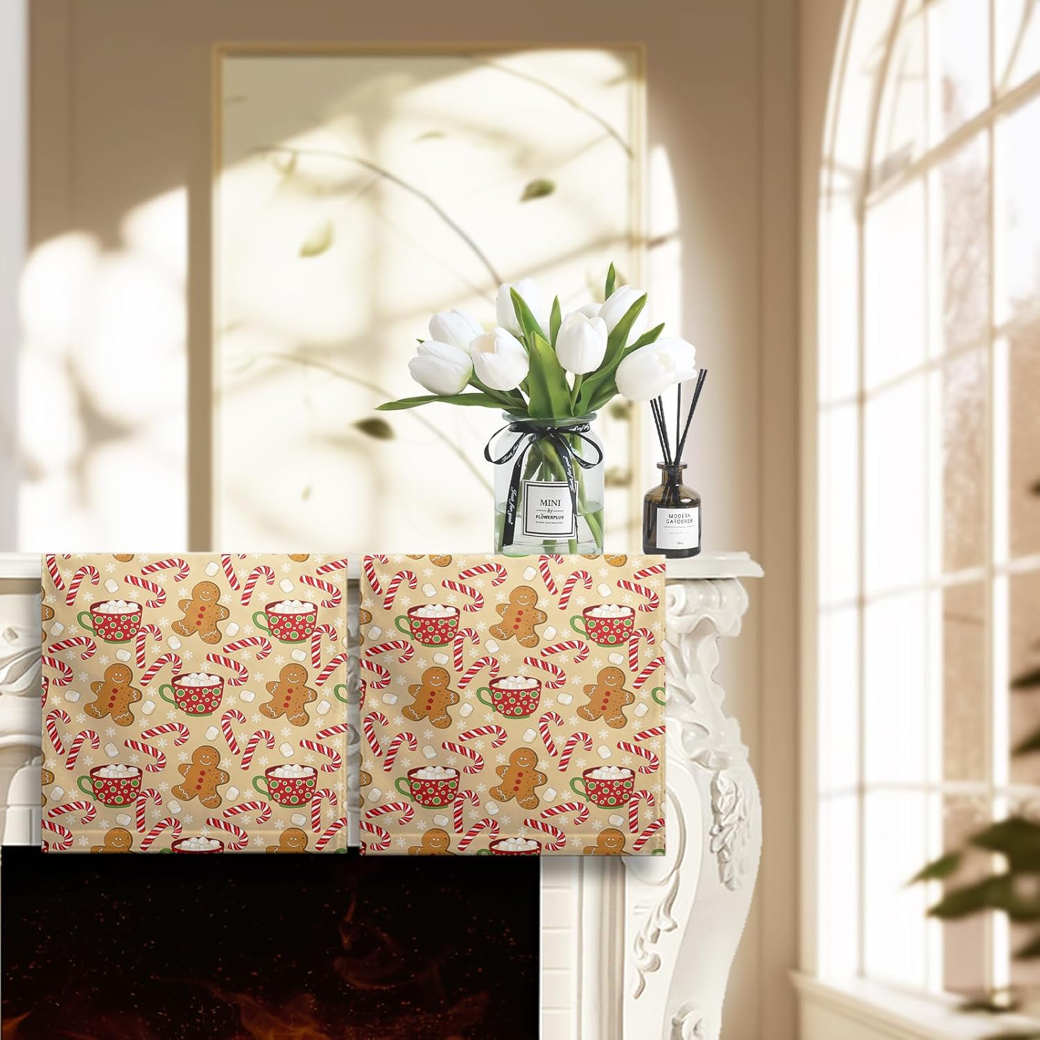 Gingerbread Man Xmas Hand Towels Winter Cane Candy Kitchen Dish Towels 28.3 x 14.4 Inch Set of 2 Soft Absorbent Decorative Towel for Christma Home Bathroom - Image 3