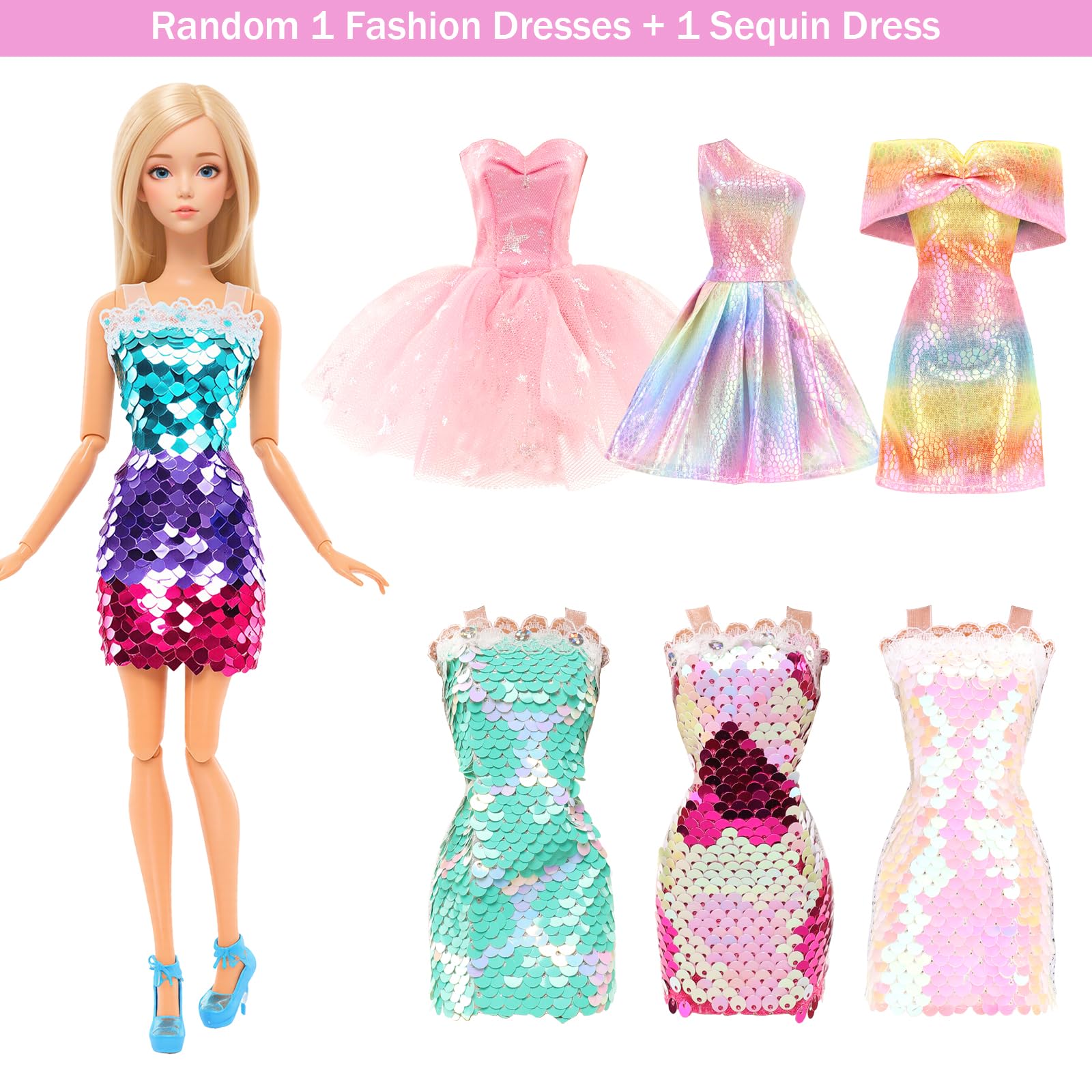 Miunana 95 Lalki Ubrania i akcesoria Moda Sukienki Topy Spodnie Strój Stroju Party Suknia Mini Sukienki kąpielowe Bikini Buty Księżniczka Skrzydła Wieszaki Torebka dla 11.5 calowej lalki