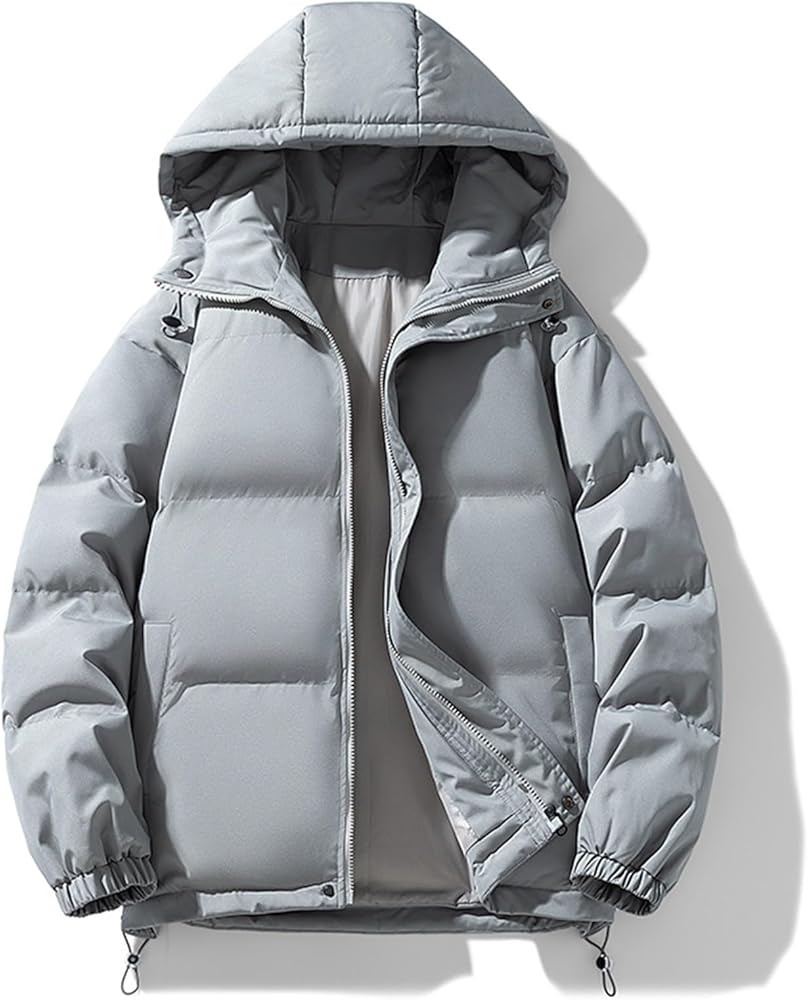 Beokeuioe Doudoune Légère Avec Fermeture éclair Pour Femme - Veste D'hiver Matelassée Y2K - Veste De Transition Matelassée - Doublée Avec Capuche - Parka D'hiver, A Gris, M