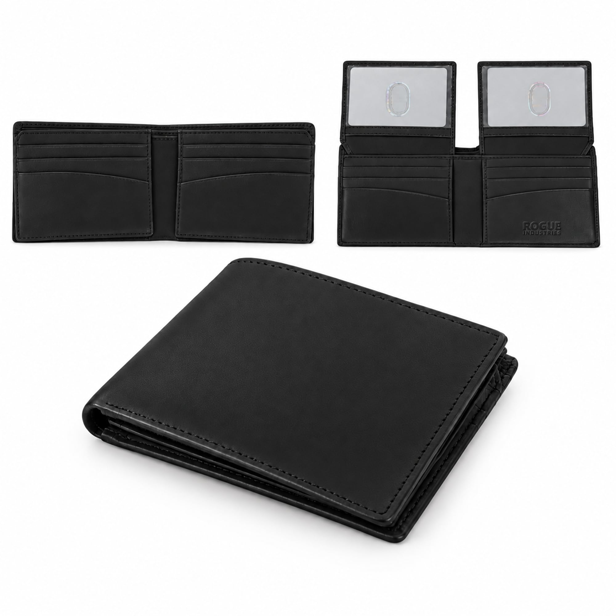 ROGUE WALLET RFID Leather Bifold Wallet for Men, Black, 12 Card Slots