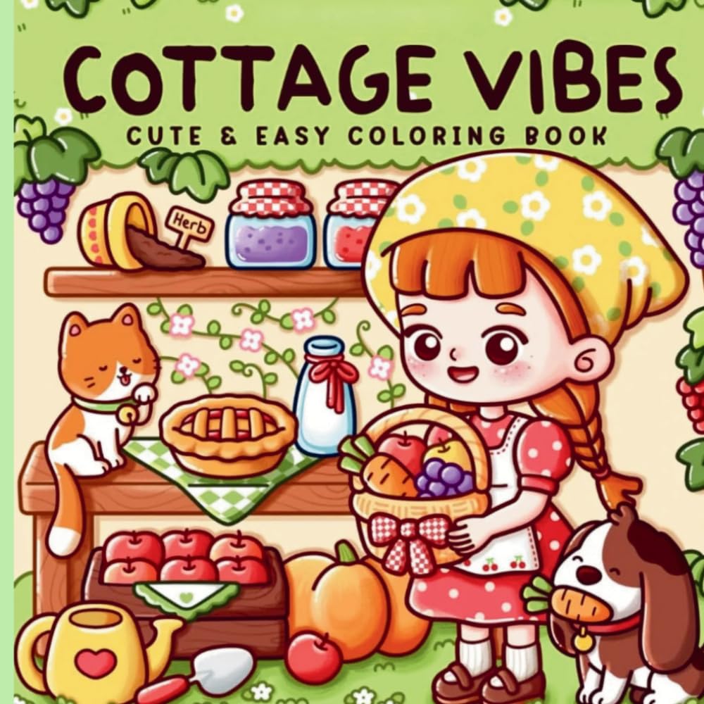 Cottage Vibes: Cute & Easy Coloring Book