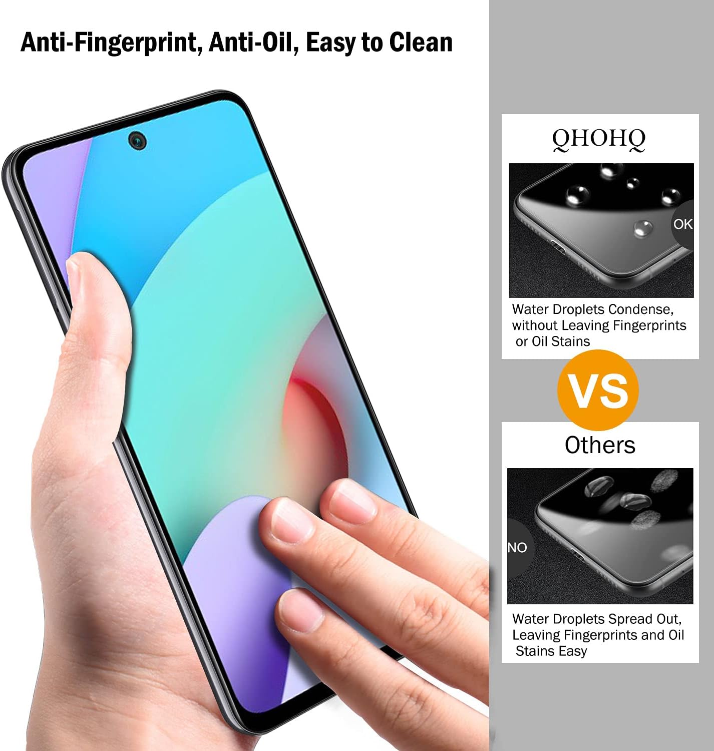 QHOHQ 3 Pack Screen Protector for Xiaomi Redmi 10 & Redmi 10 Prime (Not fit Redmi Note 10) with 3 Packs Camera Lens Protector, Ultra HD Tempered Glass Film,9H Hardness, Anti-Scratch, Easy Install
