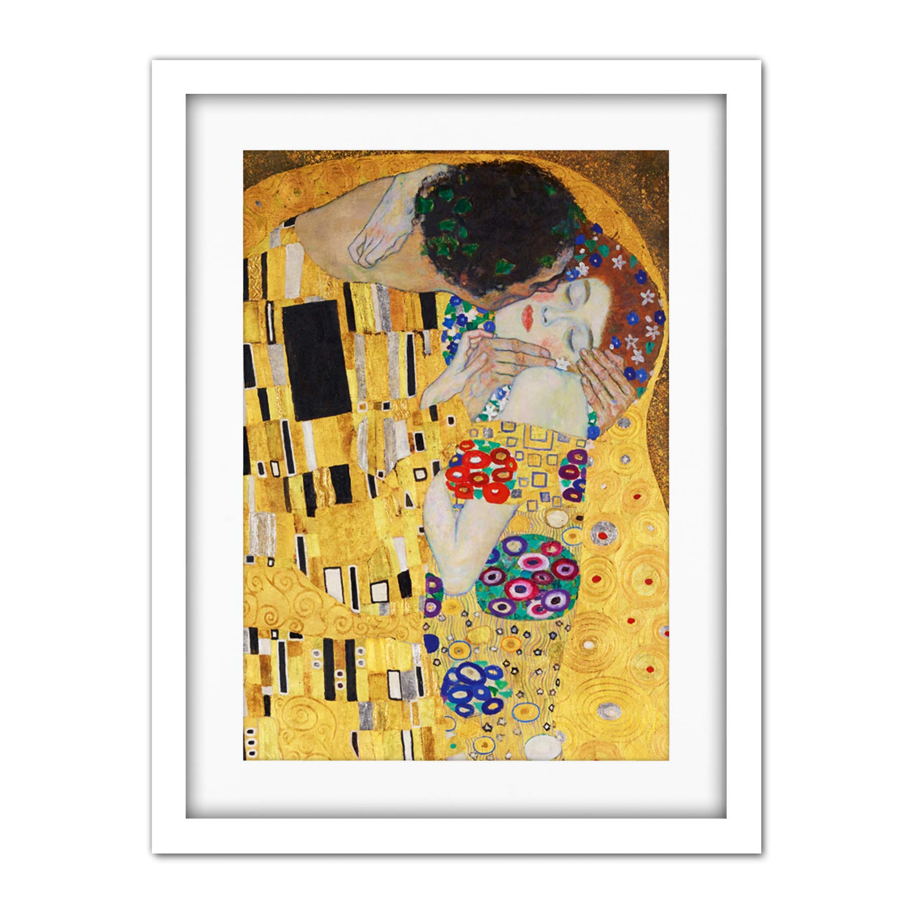 Wee Blue Coo Klimt The Kiss Artwork Framed Wall Art Print 18X24 Inch