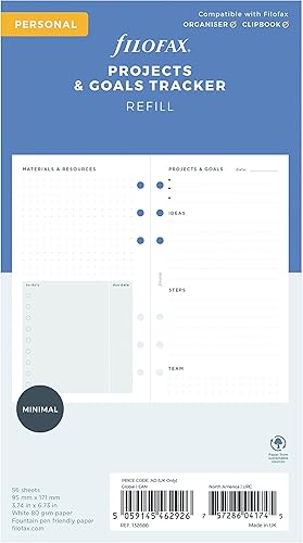 Miniatura 4 de Filofax Repuesto organizador, tamaño personal, paquete de gestión de proyectos, papel blanco, 6.73 x 3.74 pulgadas, 56 hojas (B132686)