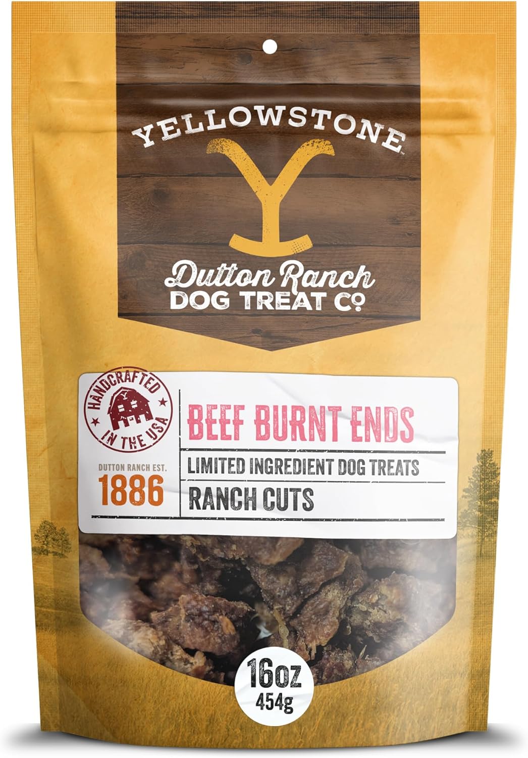 Authentic Yellowstone Dutton Ranch Dog Treat Co. - Limited Ingredient Ranch Cuts: Beef Burnt Ends - Premium Dog Treats with No Additives, Preservatives or Fillers - Made in the USA - 16oz