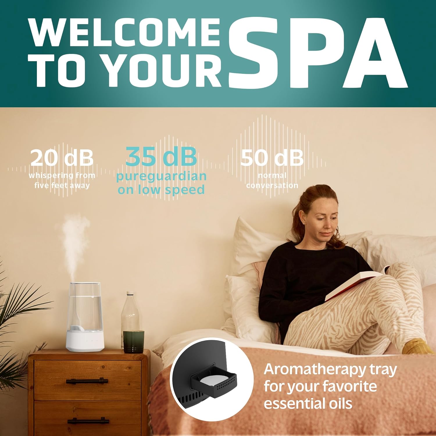 PureGuardian 1.5 Gal Ultrasonic Warm & Cool Mist Humidifier with UV-C Light, IntelliSense Humidistat, 90-Hr Runtime, for Large Rooms up to 540 Sq. Ft., Black, H5665B